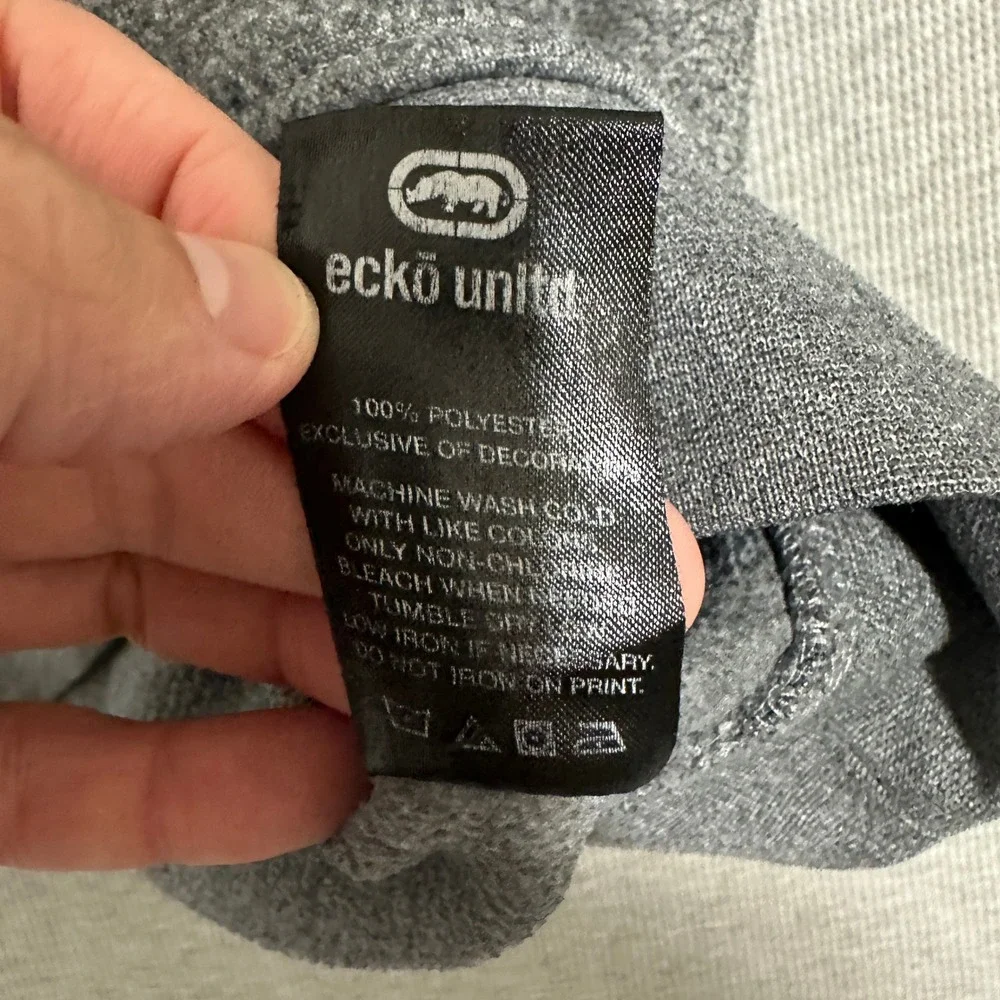 Ecko Unltd Gray Graphic Logo Pullover Hoodie Sweatshirt Mens Size Small